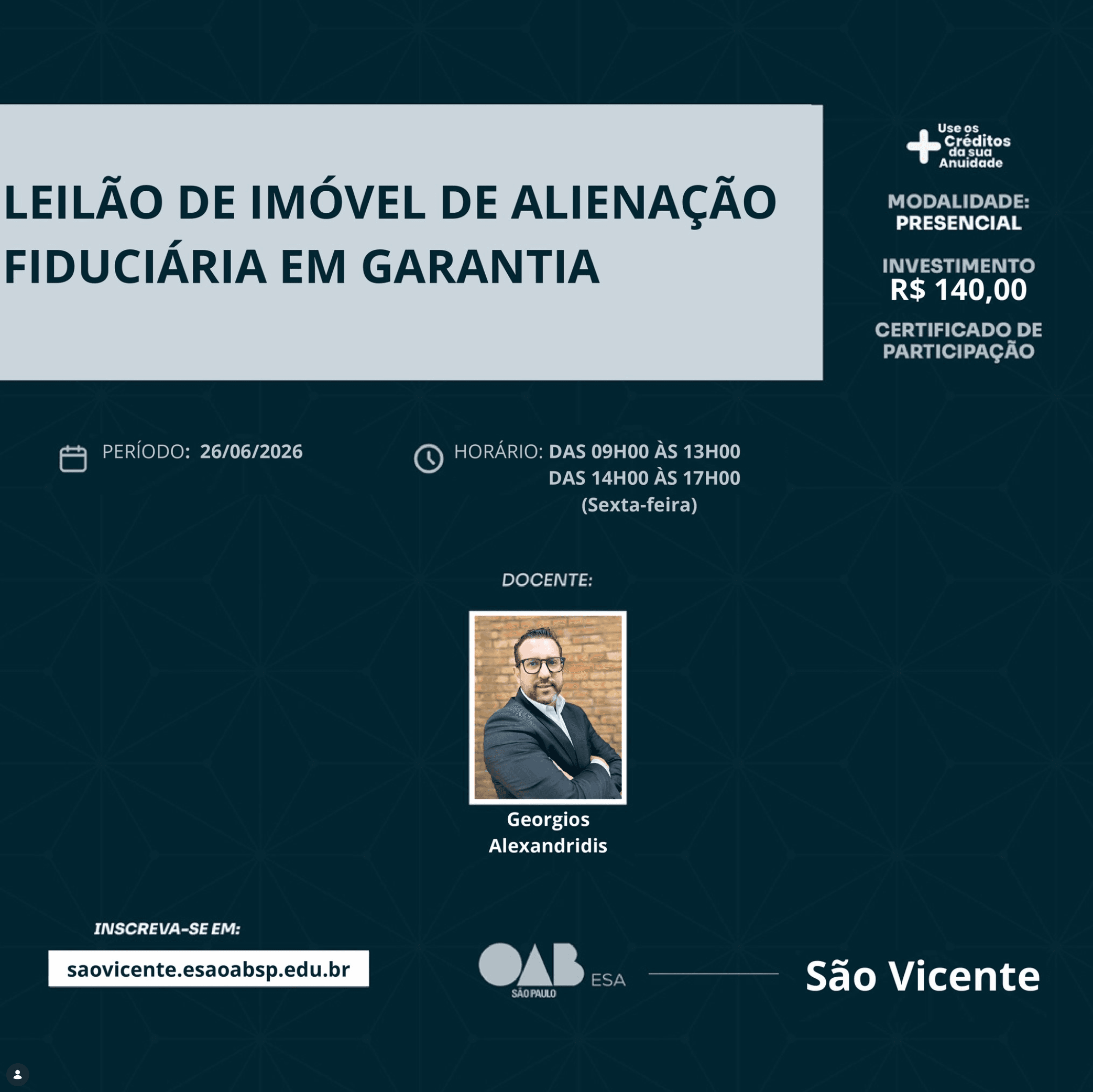 📙 ESA SV: Leilão de Imóvel de alienação fiduciária em garantia