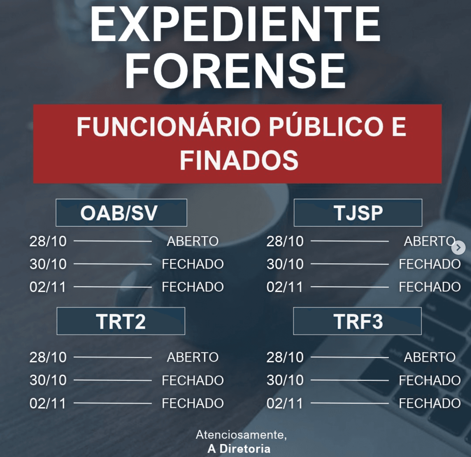 Comunicado: Dia do Servidor Público e Finados