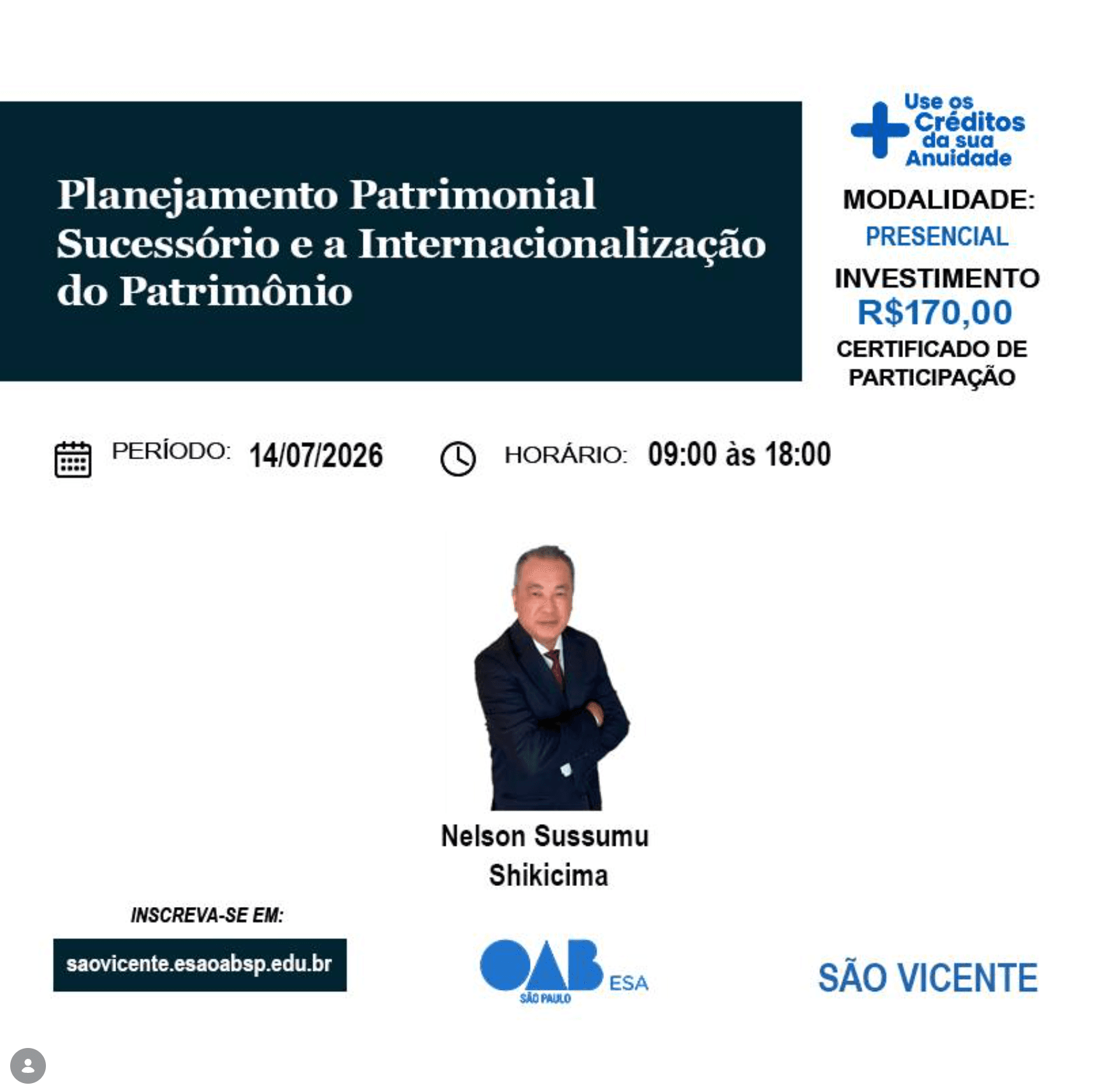 📙 ESA SV: Planejamento Patrimonial Sucessório e a Internacionalização do Patrimônio